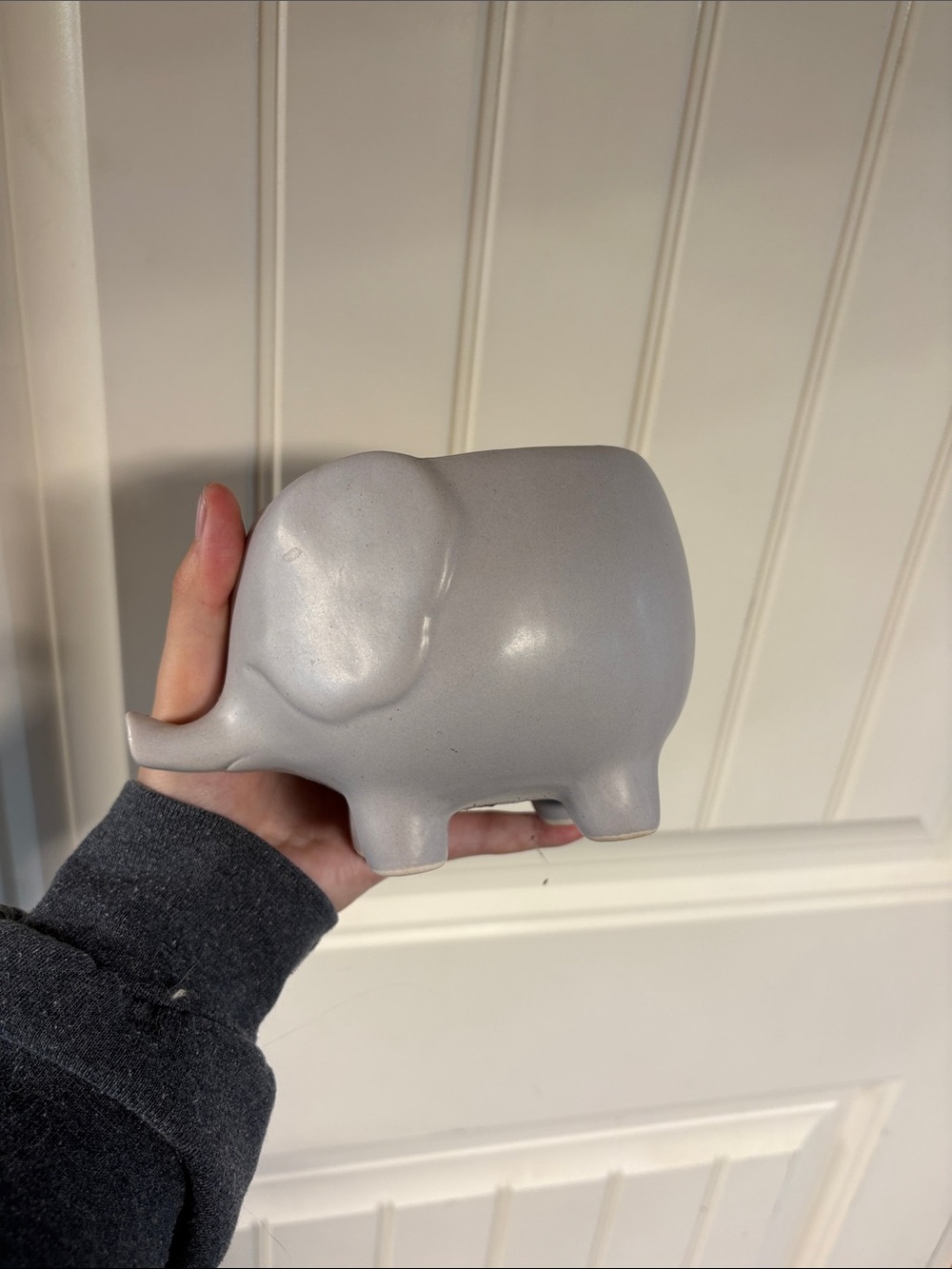 Gray Ceramic Elephant Planter